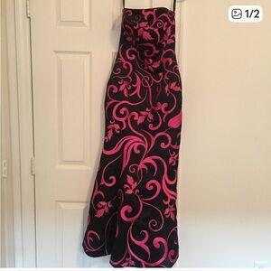 Jovani Strapless Dress with Pink Floral on Black